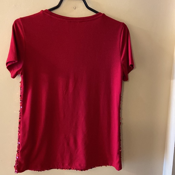 Jessica dark red with sequins t-shirt size XS - Picture 3 of 5
